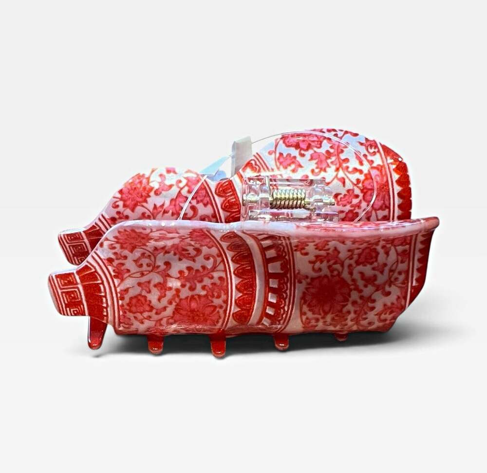 Free People ancient Find Hair Claw Clip Red & White Floral Vase MPN 96333364